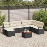 vidaXL Ensemble de canapé de jardin 9 Pièces Noir  blanc