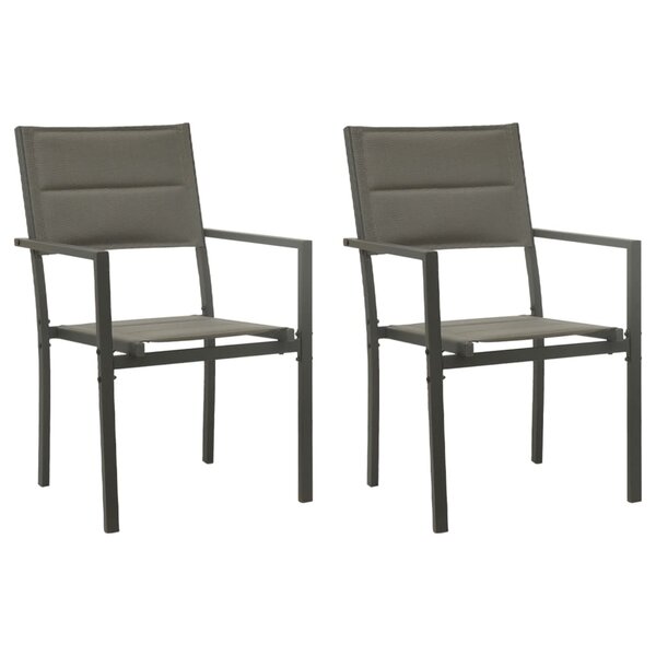 vidaXL Chaises de jardin lot de 2 Textilène acier Gris et anthracite