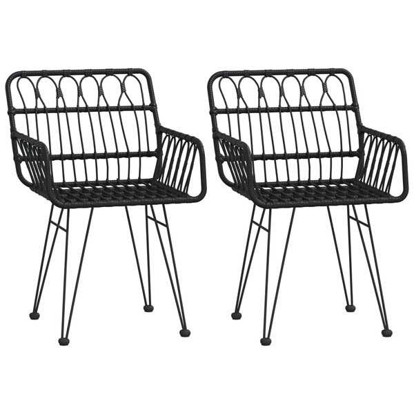 vidaXL Chaises de jardin lot de 2 avec accoudoir Noir 56x64x80 cm