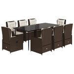vidaXL Ensemble à manger de jardin et coussins 9 Pièces marron poly rotin