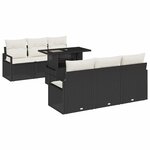 vidaXL Ensemble de canapé de jardin avec coussin 7 Pièces Noir et crème