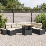 vidaXL Ensemble de canapé de jardin 9 Pièces Noir Poly rotin
