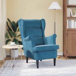 vidaXL Fauteuil bleu velours