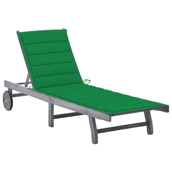 vidaXL Chaise longue de jardin avec coussin Gris Bois d'acacia solide
