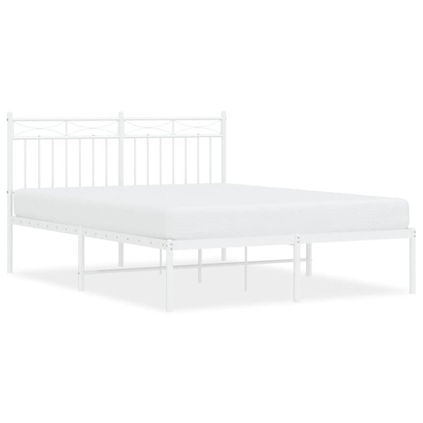 vidaXL Cadre de lit métal avec tête de lit blanc 140x190 cm