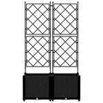 vidaXL Jardinière de jardin avec treillis 2 Pièces Noire 80x40x143 cm