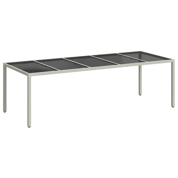 vidaXL Table de jardin blanc 250x100x75 cm résine tressée verre trempé