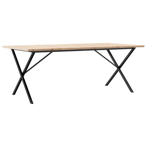vidaXL Table à manger cadre en X 200x100x75 5 cm bois pin massif fonte
