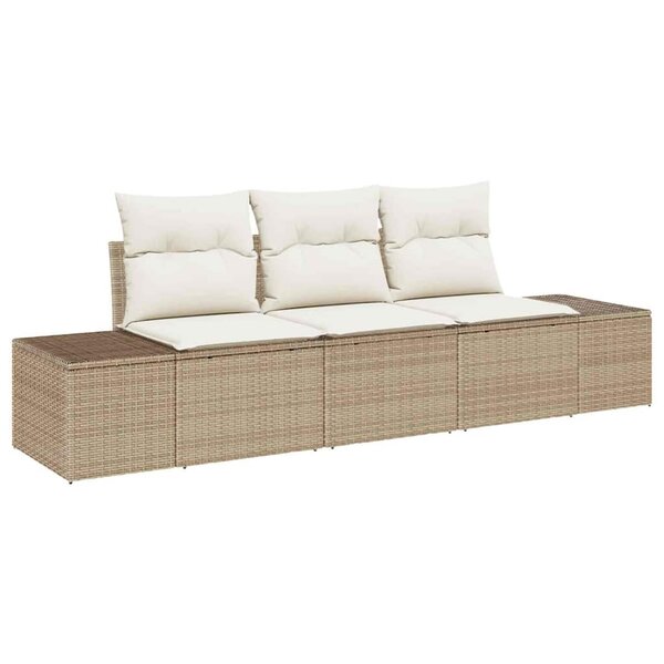 vidaXL Ensemble de canapé de jardin avec coussin 3 Pièces Beige  Crème