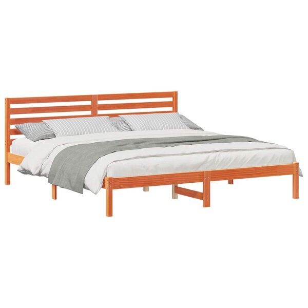 vidaXL Cadre de lit avec tête de lit Brun cire 180 x 200 cm Pin massif