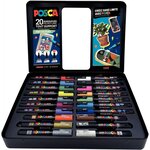 Marqueur à pigment 'POP COLOURS'  mallette métal de 20 POSCA