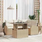 vidaXL Ensemble de canapé de jardin 5 Pièces Beige Poly rotin
