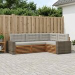 vidaXL Ensemble de canapés d'extérieur 4 Pièces Naturel et gris clair