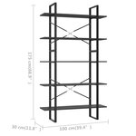 vidaXL Bibliothèque à 5 niveaux Gris 100x30x175 cm Bois d'ingénierie