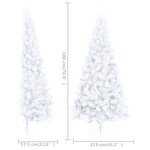 vidaXL Demi-arbre de Noël artificiel pré-éclairé et boules blanc 180cm