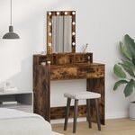 Coiffeuse vidaXL avec lumières LED en chêne fumé 79x41x140 cm