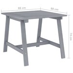 vidaXL Table à dîner de jardin Gris 88x88x74 cm Bois d'acacia massif