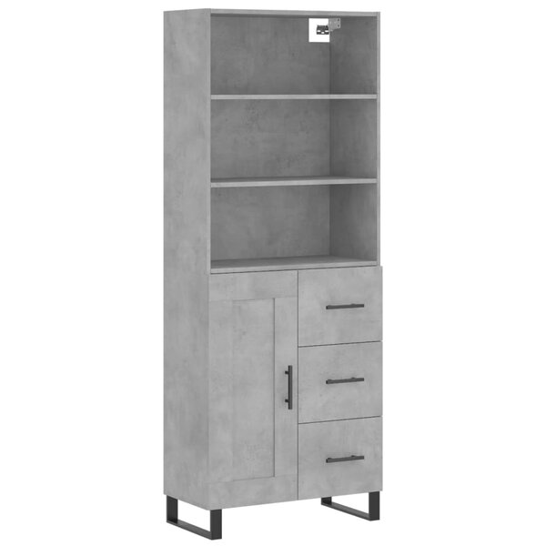 vidaXL Buffet haut Gris béton 69 5x34x180 cm Bois d'ingénierie