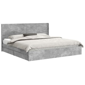 vidaXL Cadre de lit avec rangement et tête de lit Gris béton