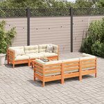vidaXL Salon de jardin 7 Pièces avec coussins cire marron bois pin massif