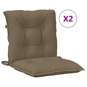 vidaXL Coussins de chaise à dossier bas lot de 2 taupe mélangé tissu