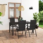 vidaXL Ensemble à manger de jardin 5 Pièces noir