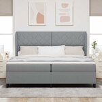 vidaXL Lit à ressorts avec matelas Gris clair 200 x 200 cm tissu