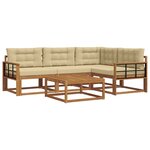 vidaXL Ensemble de canapés d'extérieur 5 Pièces Naturel et Beige