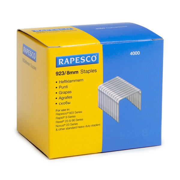Lot de 4 Boites de 1000 Agrafes Galvanisées 923/8mm type 23 RAPESCO