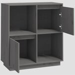 vidaXL Buffet Gris 74x35x80 cm Bois massif de pin