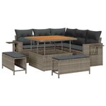 vidaXL Ensemble de canapé de jardin 8 Pièces Gris polyrotin