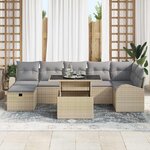 vidaXL Ensemble de canapé de jardin 8 Pièces Beige Poly rotin