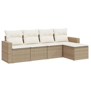 vidaXL Salon de jardin avec coussins 5 Pièces beige résine tressée
