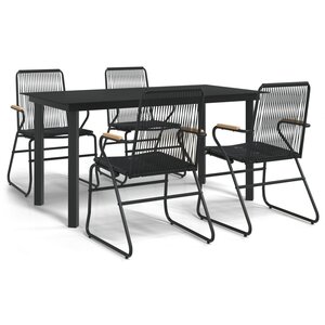 vidaXL Mobilier à dîner de jardin 5 Pièces Noir Rotin PVC