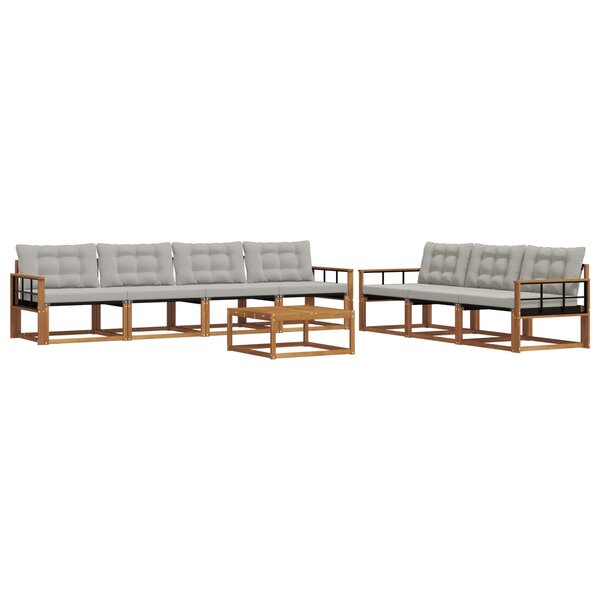 vidaXL Ensemble de canapés d'extérieur 8 Pièces Gris Naturel et Clair