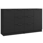 vidaXL Buffets 2 Pièces Noir 60x30x70 cm Bois d'ingénierie