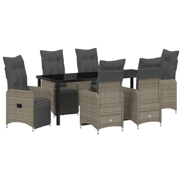 vidaXL Ensemble de salle à manger pour jardin 7 pc Beige polyrotin