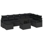 vidaXL Ensemble de canapé de jardin 9 pc Noir polyrotin