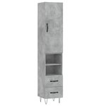 vidaXL Buffet haut Gris béton 34 5x34x180 cm Bois d'ingénierie