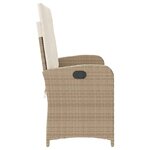 vidaXL Banc inclinable de jardin avec coussins beige résine tressée
