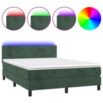 vidaXL Sommier à lattes de lit avec matelas LED Vert foncé 140x190 cm