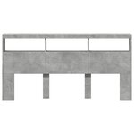 vidaXL Armoire tête de lit avec LED gris béton 200x17x102 cm