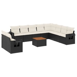 vidaXL Salon de jardin 11 Pièces avec coussins noir résine tressée