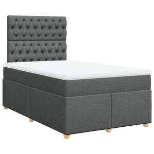 vidaXL Sommier à lattes de lit avec matelas Gris foncé 120x200cm Tissu