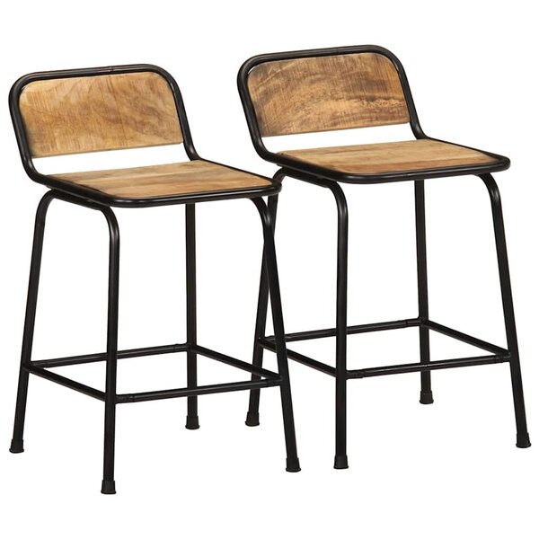 vidaXL Tabourets de bar lot de 2 Pièces bois massif manguier brut
