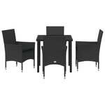 vidaXL Ensemble de salle à manger pour jardin 5 Pièces Noir polyrotin