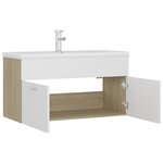 vidaXL Armoire d'évier et lavabo intégré Blanc/chêne sonoma Aggloméré