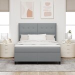 vidaXL Lit à ressorts avec matelas & LED gris clair 140x190 cm en tissu.