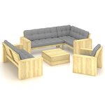 vidaXL Salon de jardin 4 Pièces avec coussins bois de pin imprégné