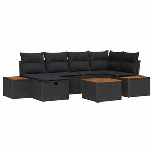 vidaXL Ensemble de canapé de jardin 7 Pièces Noir 55 x 62 x 69 cm